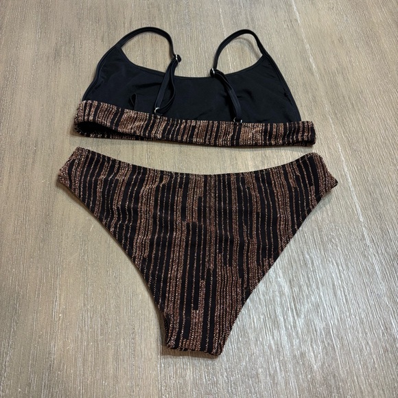 Black and Copper Striped Bikini - Picture 3 of 5